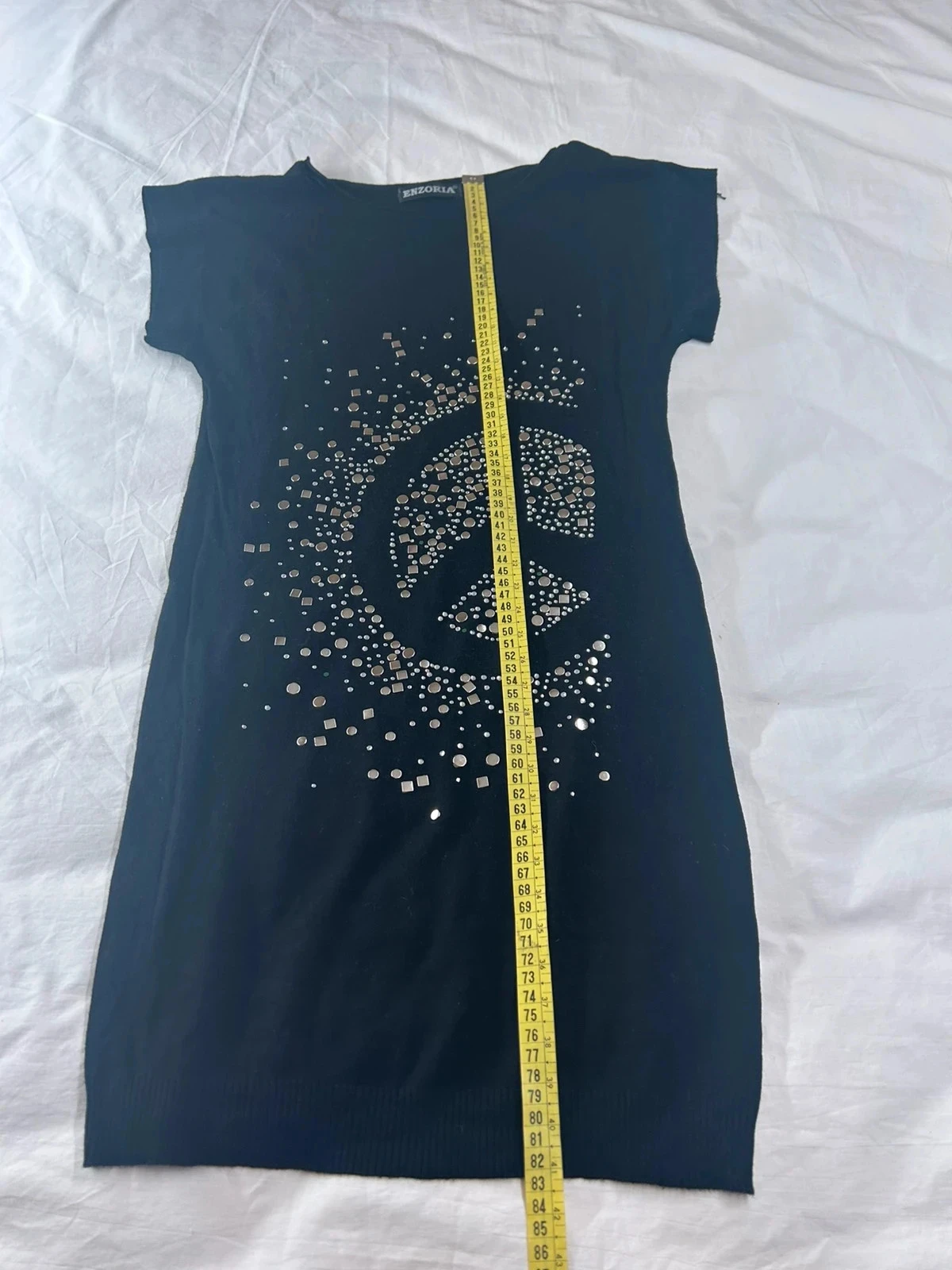Enzoria zwarte jurk in viscose met berijpte peace and love-motieven – photo 5